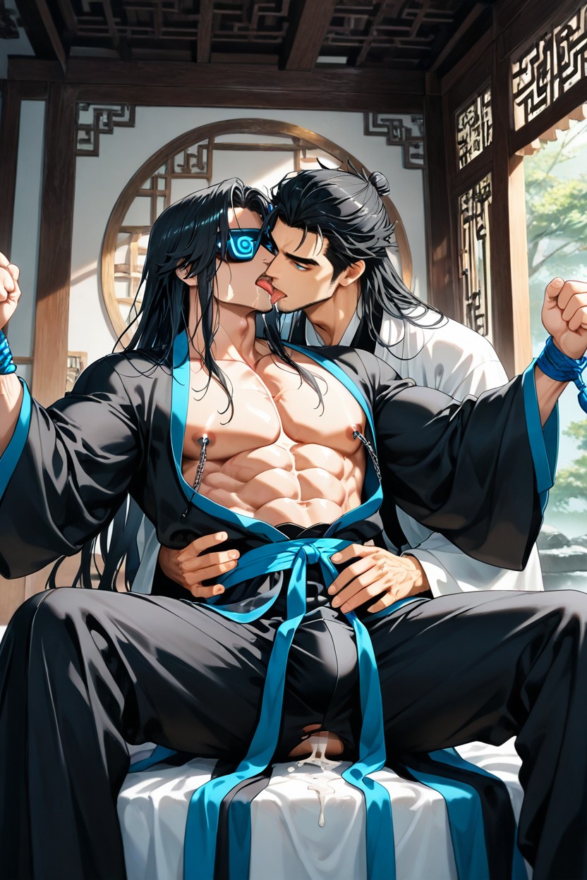 Hands Tied Above, Royal Hanfu With Patterns, Anal Penetration AI Gay Porn