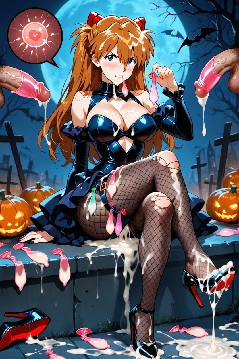 A Lot Ring Used Condom Thigh Circumference, Cum On Face, A Lot Of Used Condom Hentai AI Porn