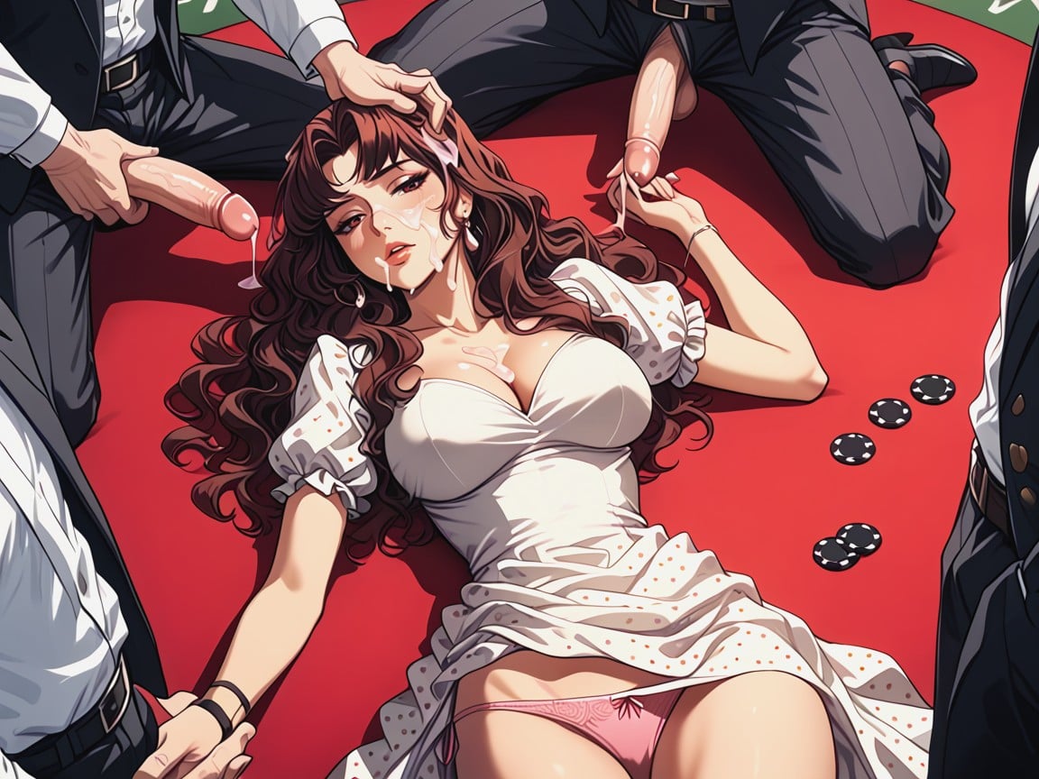 Cock Ted On Her Orehead, Legs Open, Ar Ills On He Loor AI Porn