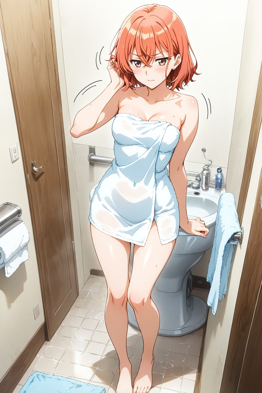 Fingers, Covered By Towel, Small Breasts Hentai AI Porn