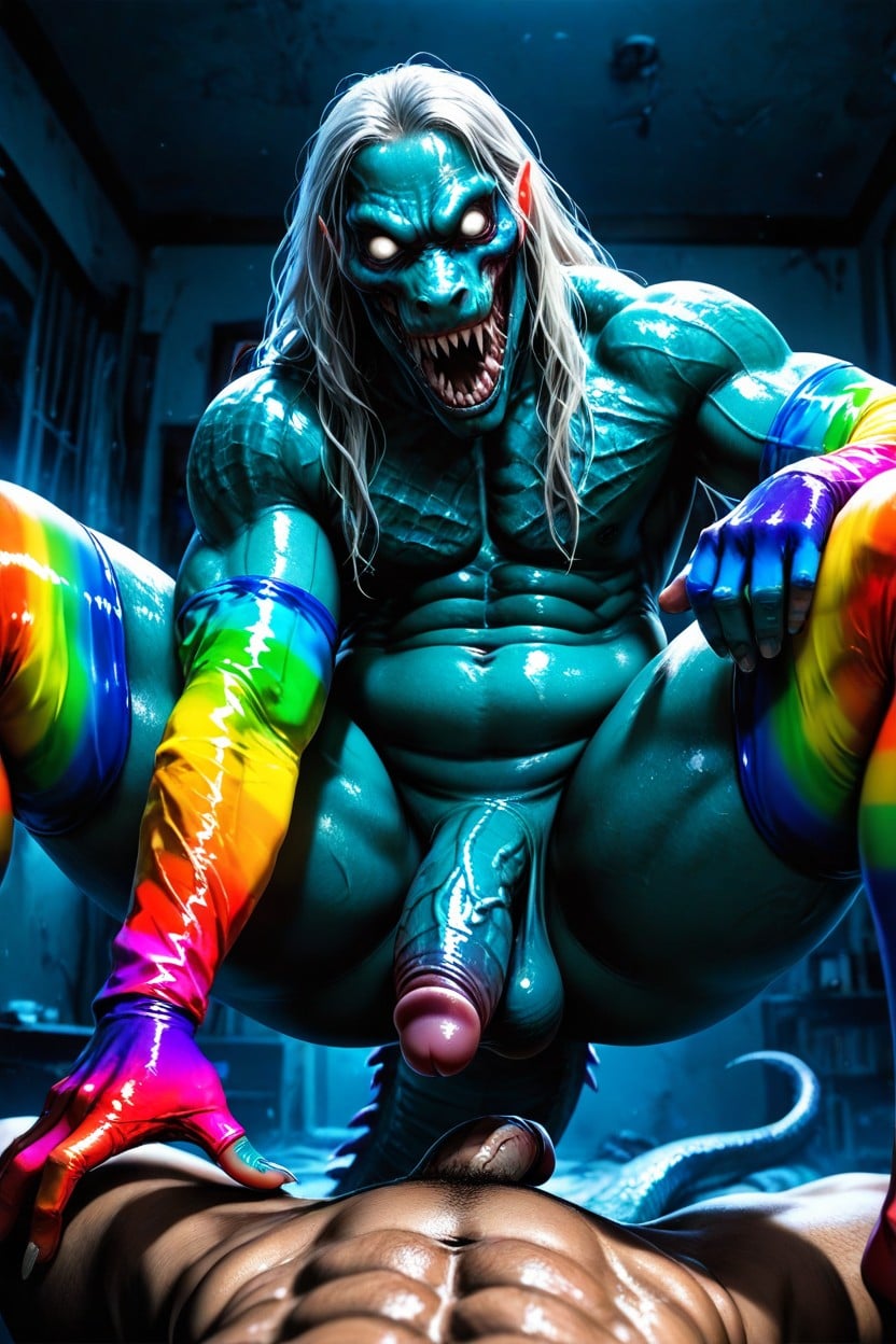 Realistic, Around The Horror Dark Bedroom, Blue Scale AI Gay Porn
