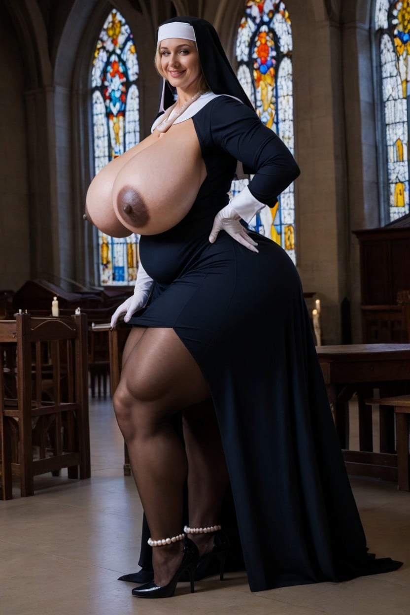Dark Pantyhose, Sexy Smile, Extremely Large Ass AI Porn