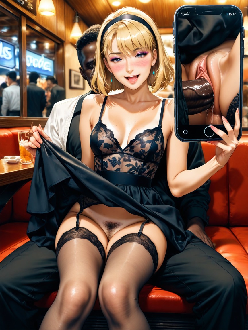 Hdr, Sheer Tan Stockings, Blushing AI Porn