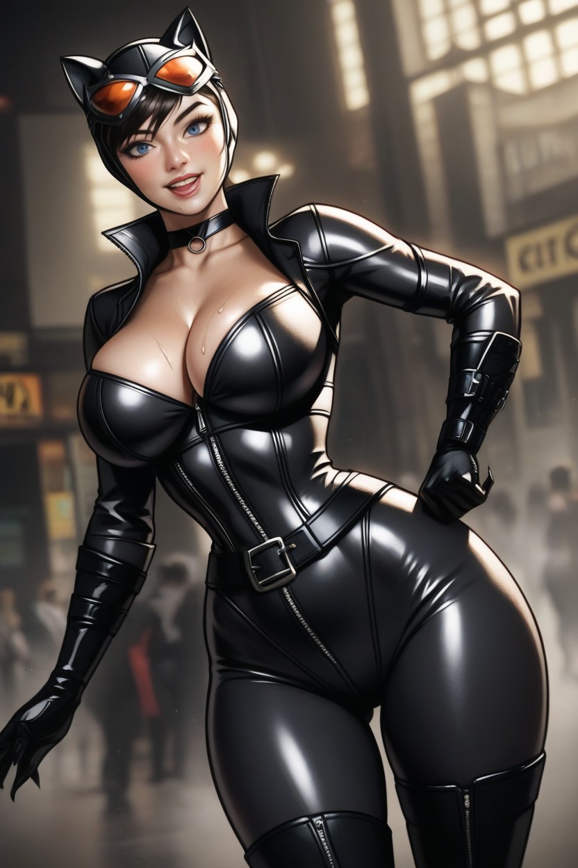 Detailed, Bondage Black Leather Mask, Hinata Waist AI Porn