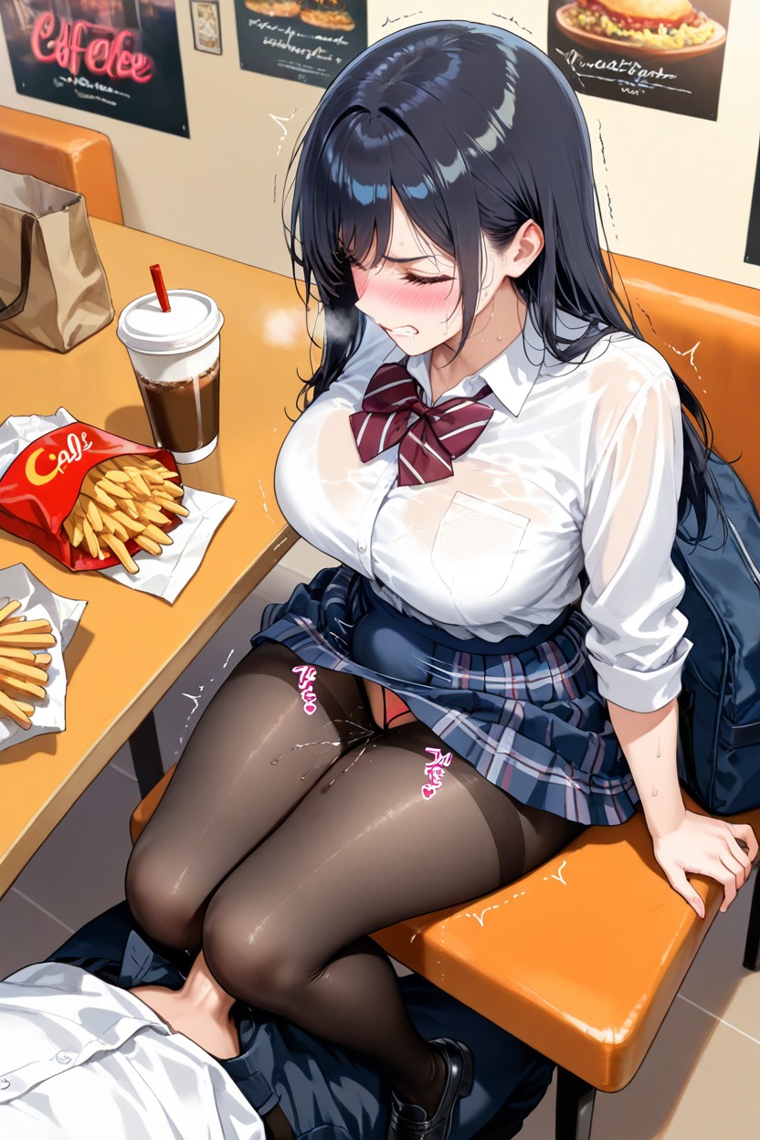 Looking Away To The Side, Pleated Skirt, 20+ Hentai AI Porn
