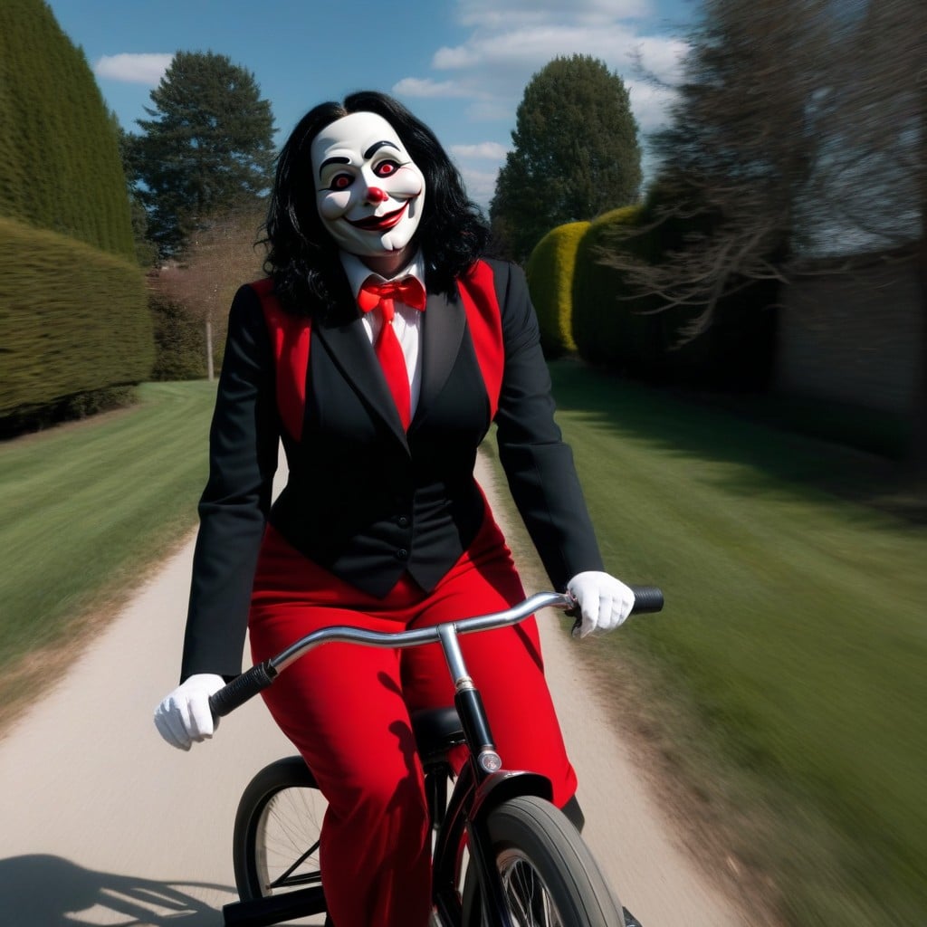 Highheels, Mask With Stark Black Hair, Riding A Tricycle Porno IA