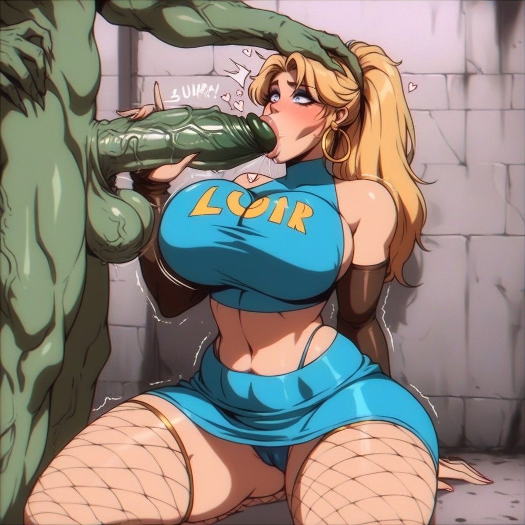 Veiny Monster Cock, Love Hearts, Blue Fishnet Crop Top Porno IA