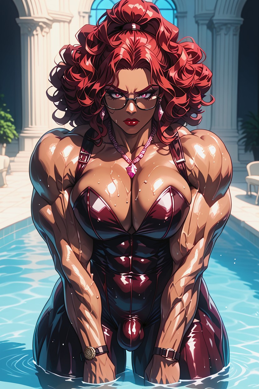 Huge Latissimus Dorsi, Long Curly Ponytail, Fierce Milf 人妖AI色情