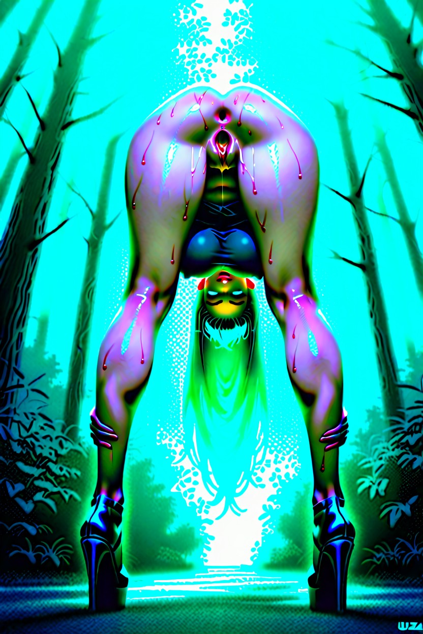 Bent Over, Perfect Long Legs, Large Eyes AI Porn