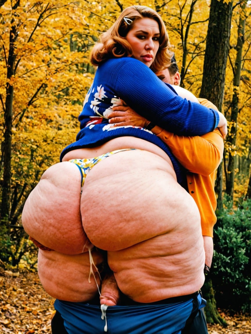 Deep Cleavage, Massive Round Wide Hips, Vista Trasera Porno BBW IA