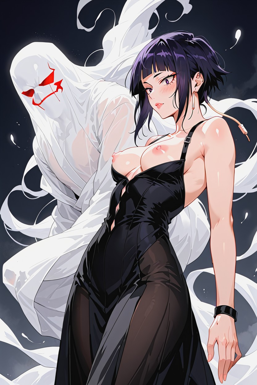 Ghosts In Background, Glossy Pink Lips, Pale Body Parts Hentai IA