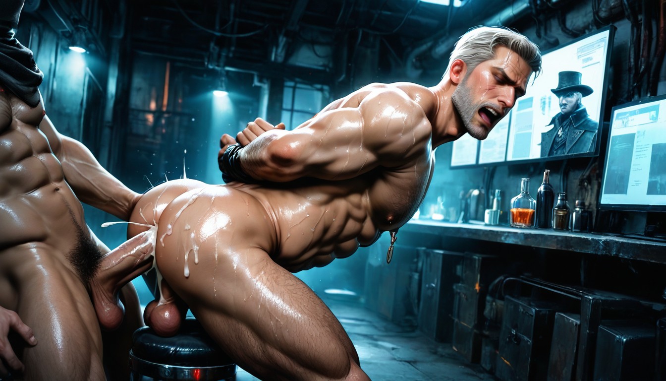 Focused Lighting, Lab, Restrained AI Gay Porn