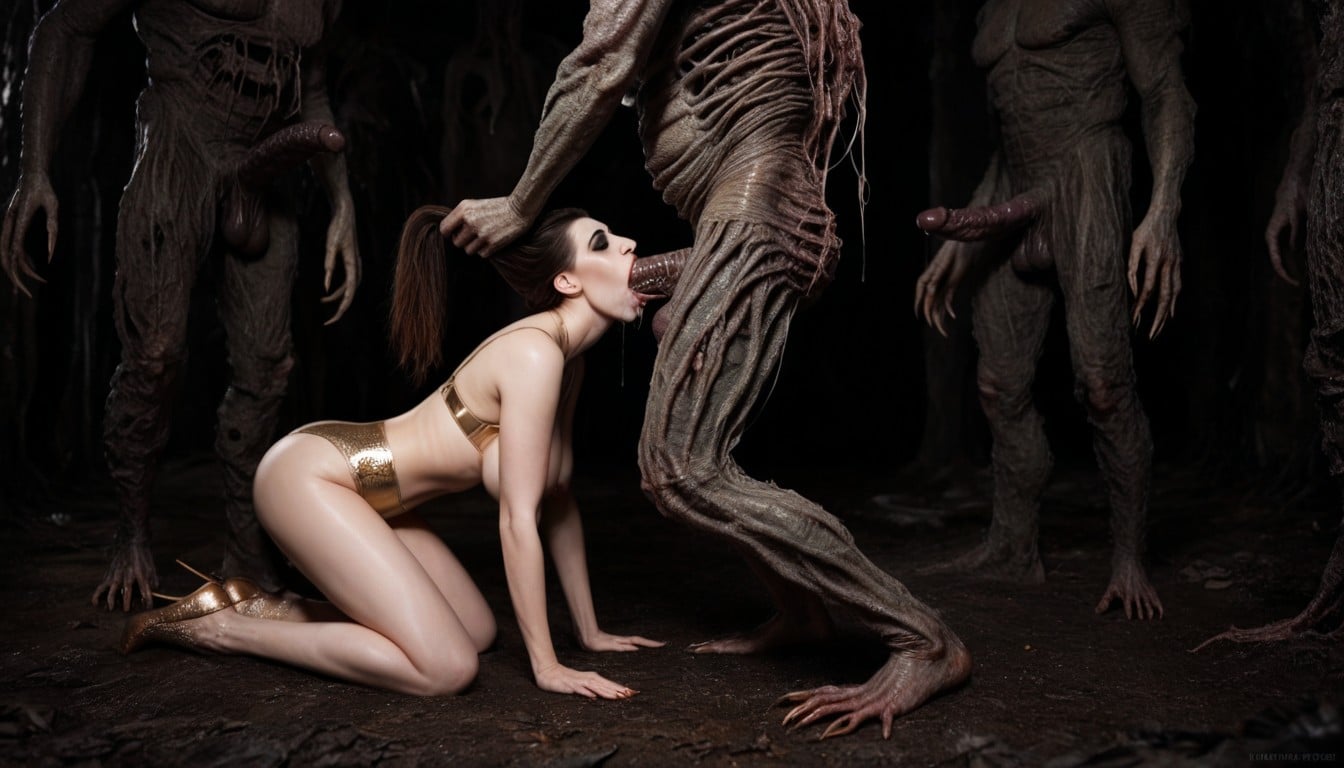 Enormous Horror Monster, Side View, Supermodel AI 포르노