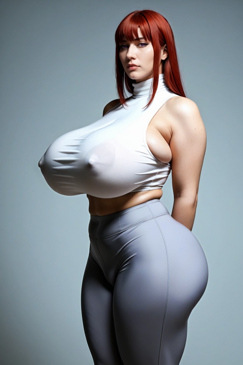 Sleeveless T-shirt, Large Ass, Bangs Shemale AI Porn