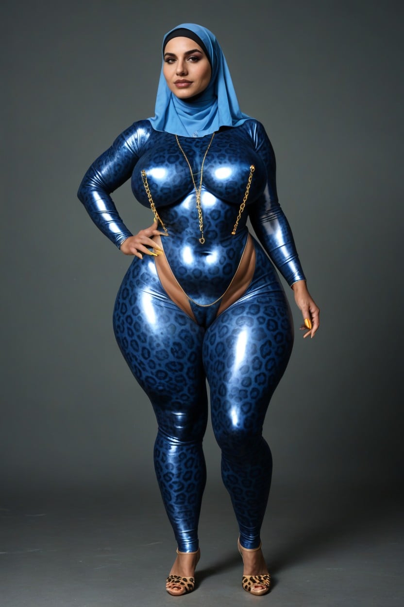 Cuerpo Completo, Skin Tight Leopard Print Bodysuit, Exposed Navel Porno IA