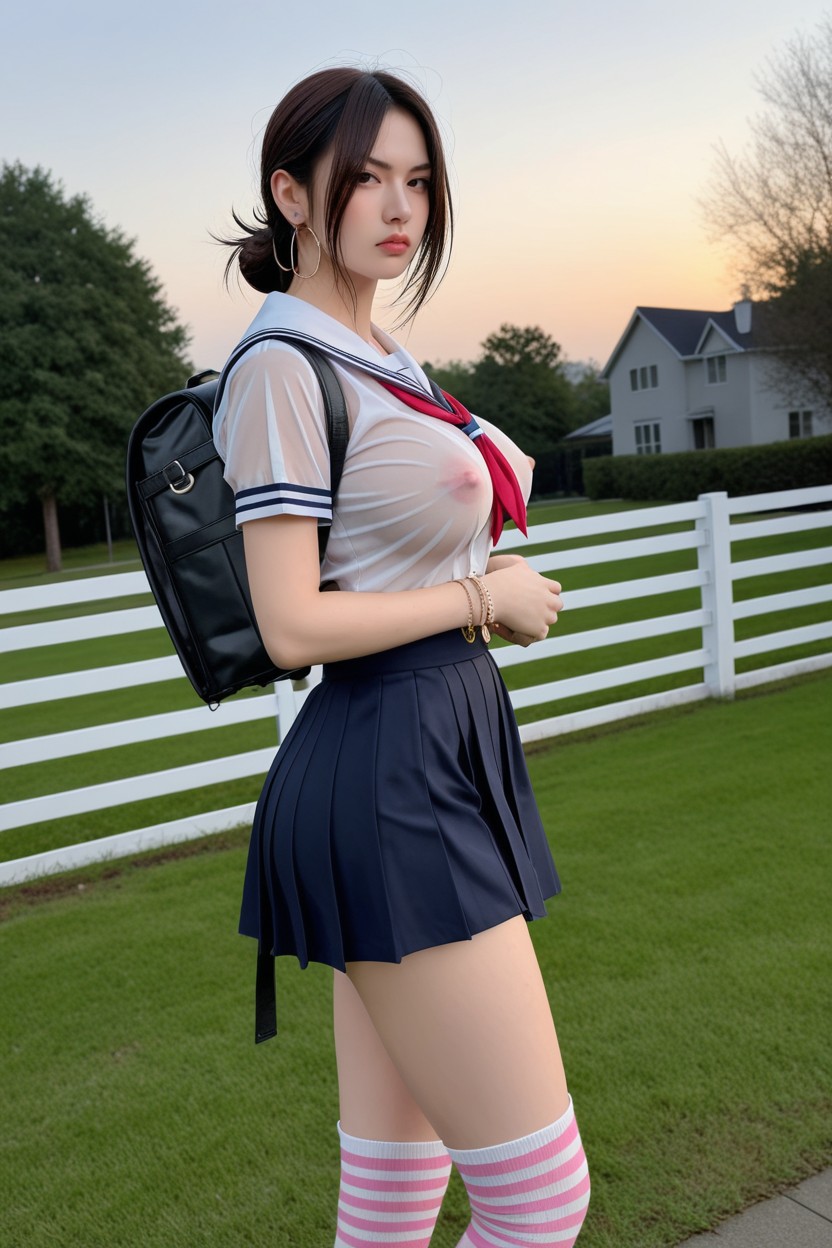 Twintail, Double Hair Bun, Huge Saggy Breasts Porno IA Asiatique