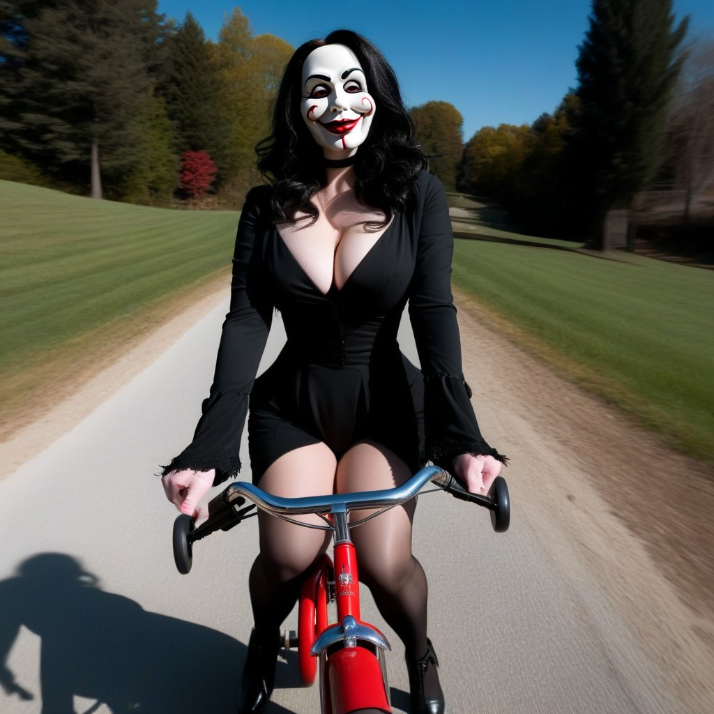 Beautiful Woman, Original Billy The Puppet From The Saw Movie, Full Body View AI Porn