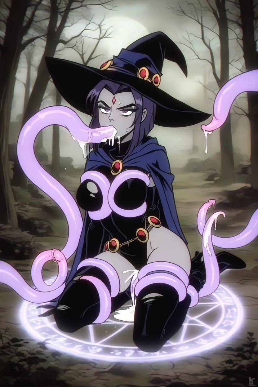 Cumshot, Perfect Hands, Tentacles Coming Out Of Magic Circle Hentai AI Porn