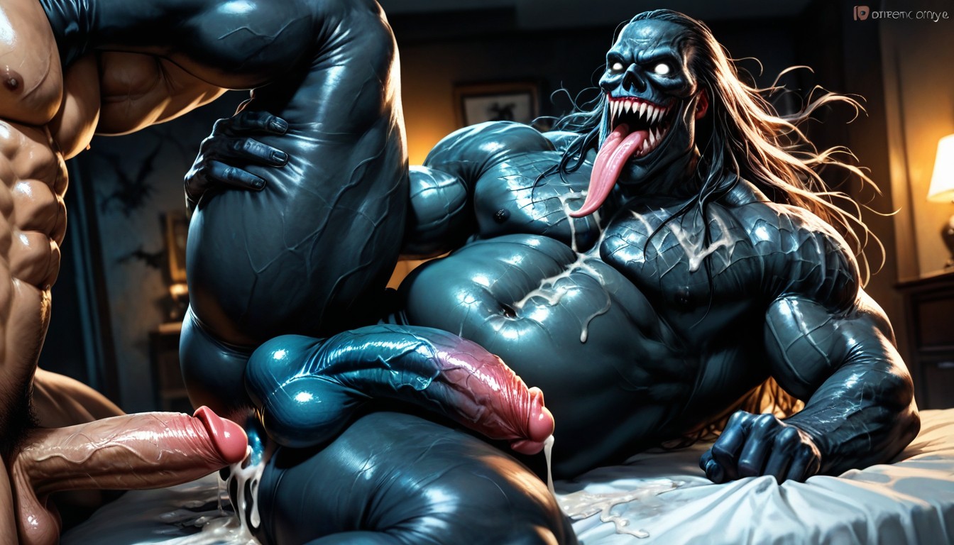 Top View, Scary Humanoid Monster Face, Thick Thighs AI Gay Porn