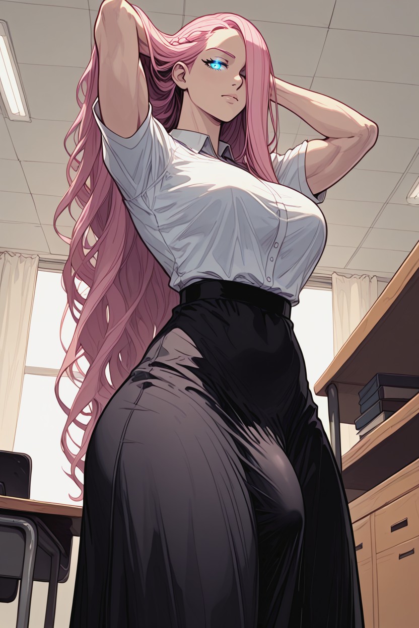 Long Skirt, Flowing Hairstyle, Erection Hentai AI Porn