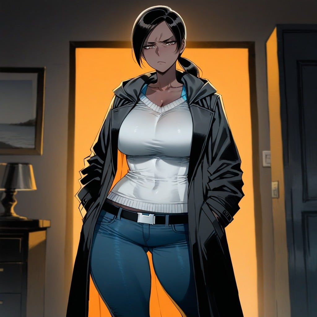 Uncensored, Smooth Lines, Jeans With Belt Hentai AI Porn