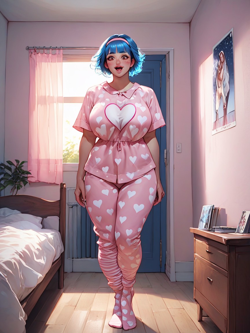 Pink Walls, Desk, Night Lights AI Porn