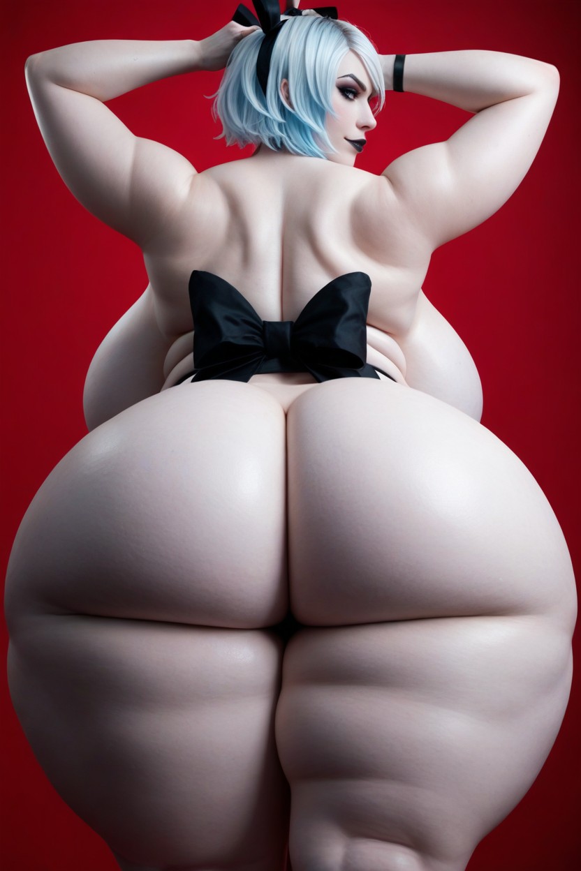 Navel Exposed, Simple Red Background Setting, Black Makeup AI Porn