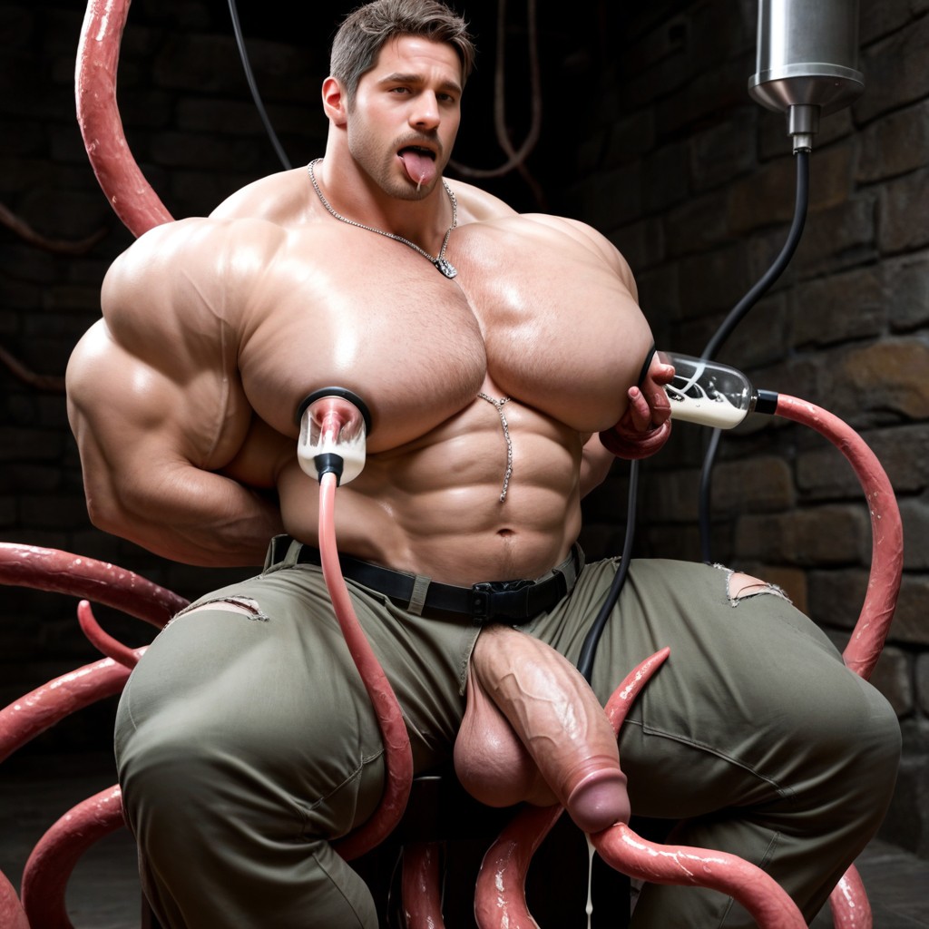 Full Body View, Rough Squeeze, Big Pecs AI Gay Porn