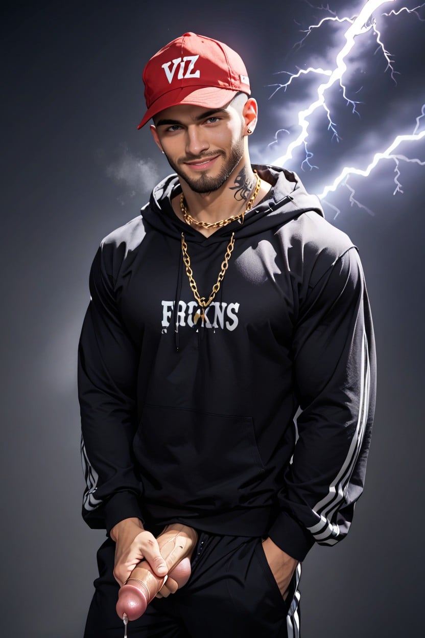 Pulling Up Hoodie, Dominant Top, 1 Person AI Gay Porn
