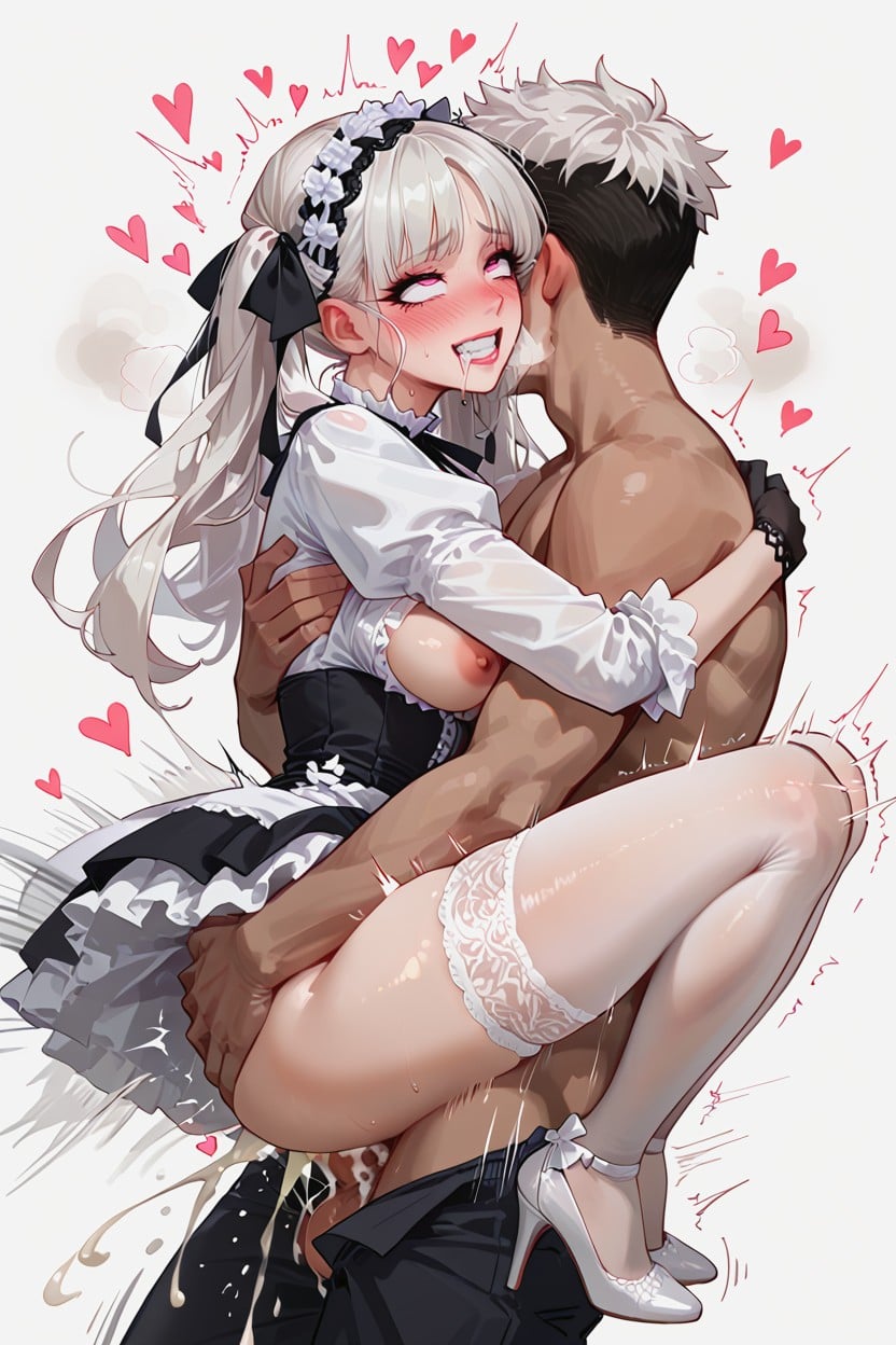 Overwhelming Huge Cock, Exposed Breasts, Trembling Hentai IA