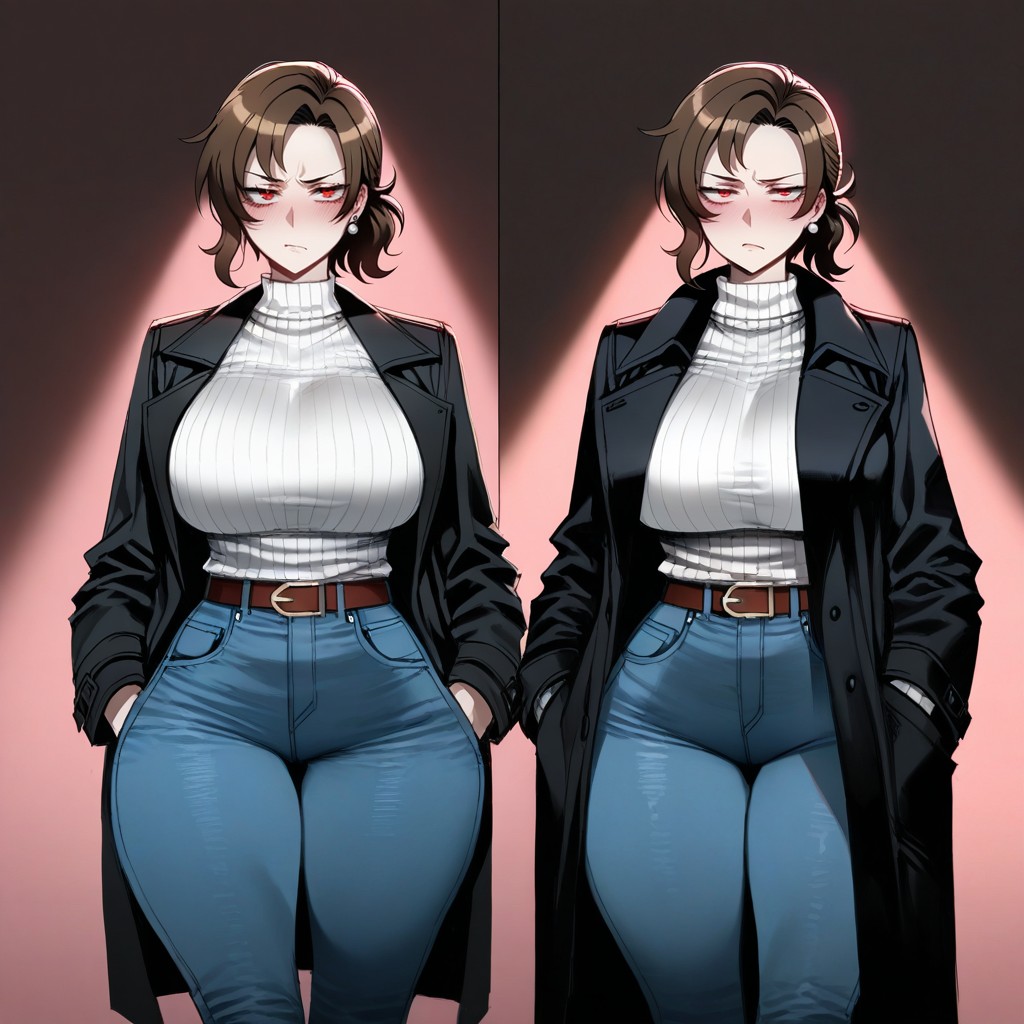 Standing Alone, Detailed, Natural Breasts Hentai AI Porn
