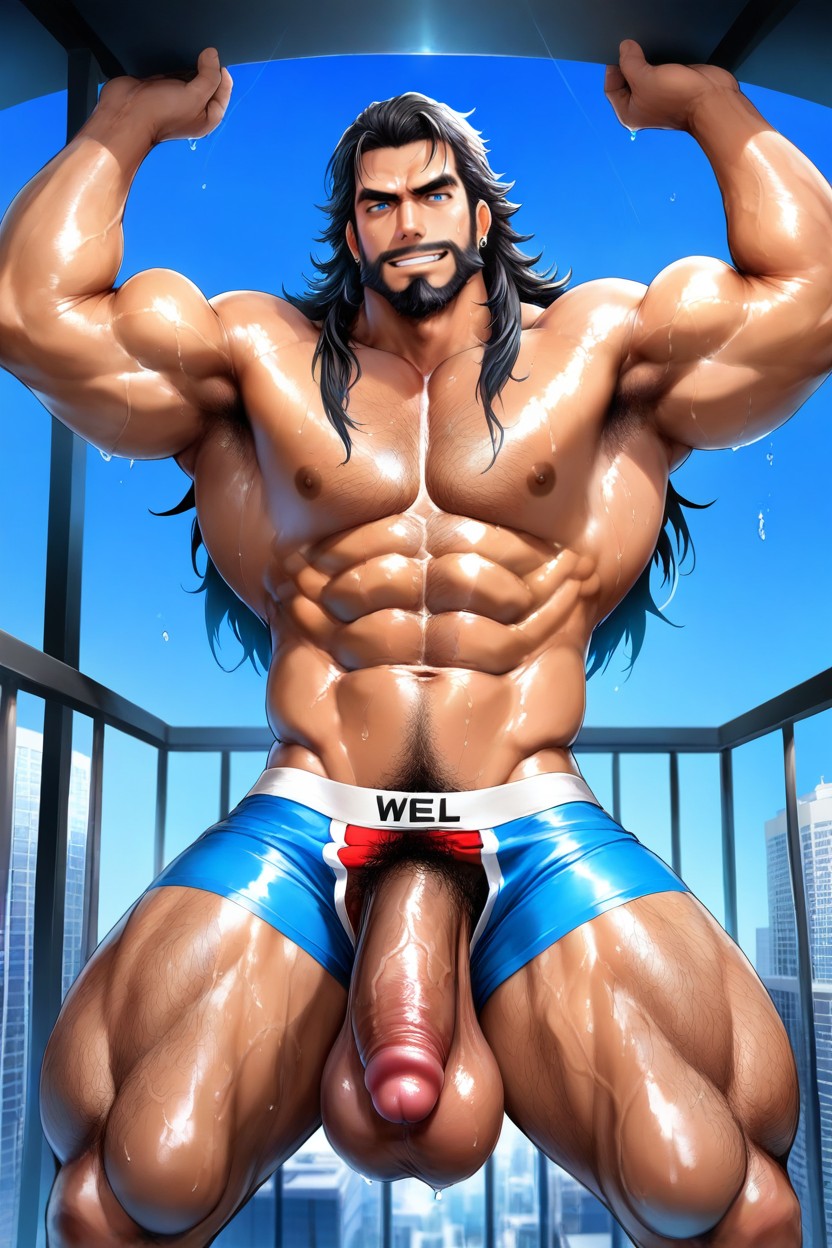 Well Defined Large Pectoral Muscles, Blissful Expression, Old AI Gay Porn