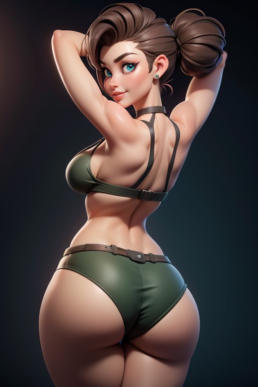 Curvy Hips, Sexy Smile Rear View, Bikini Hentai AI Porn