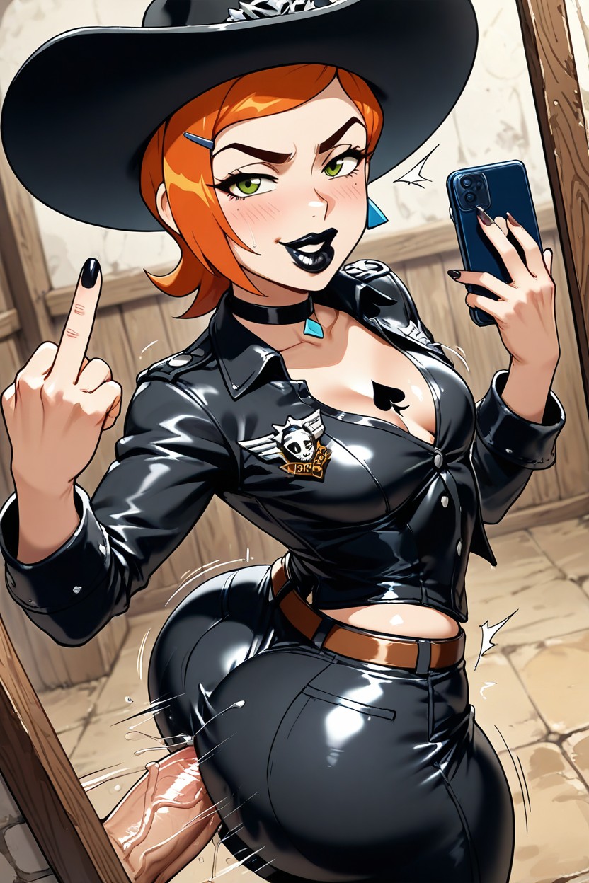 Clothes On, Hyper Long Ye Lashes, Queen Of Spades Tattoo On Her Breasts And Ass AI Porn