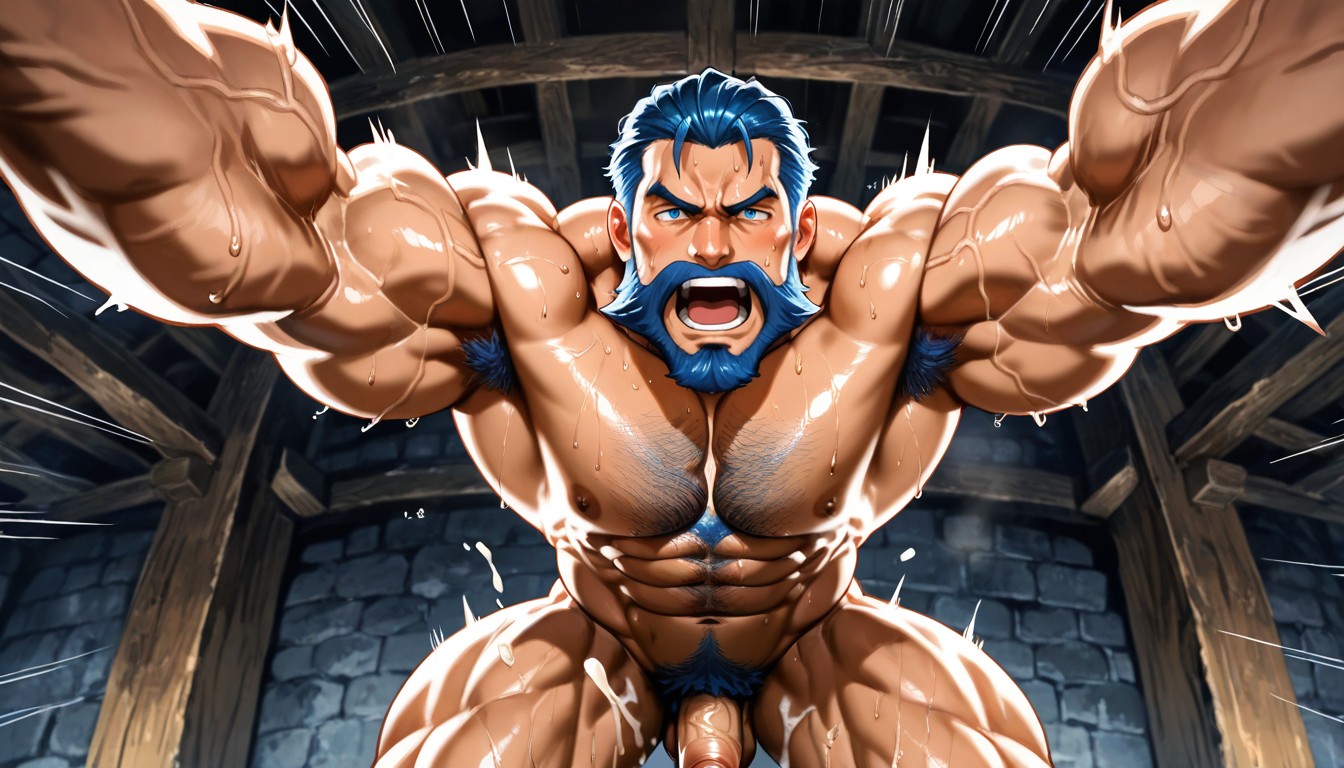 Dynamic Foreshortening, Naked, Intense Eyes AI Gay Porn