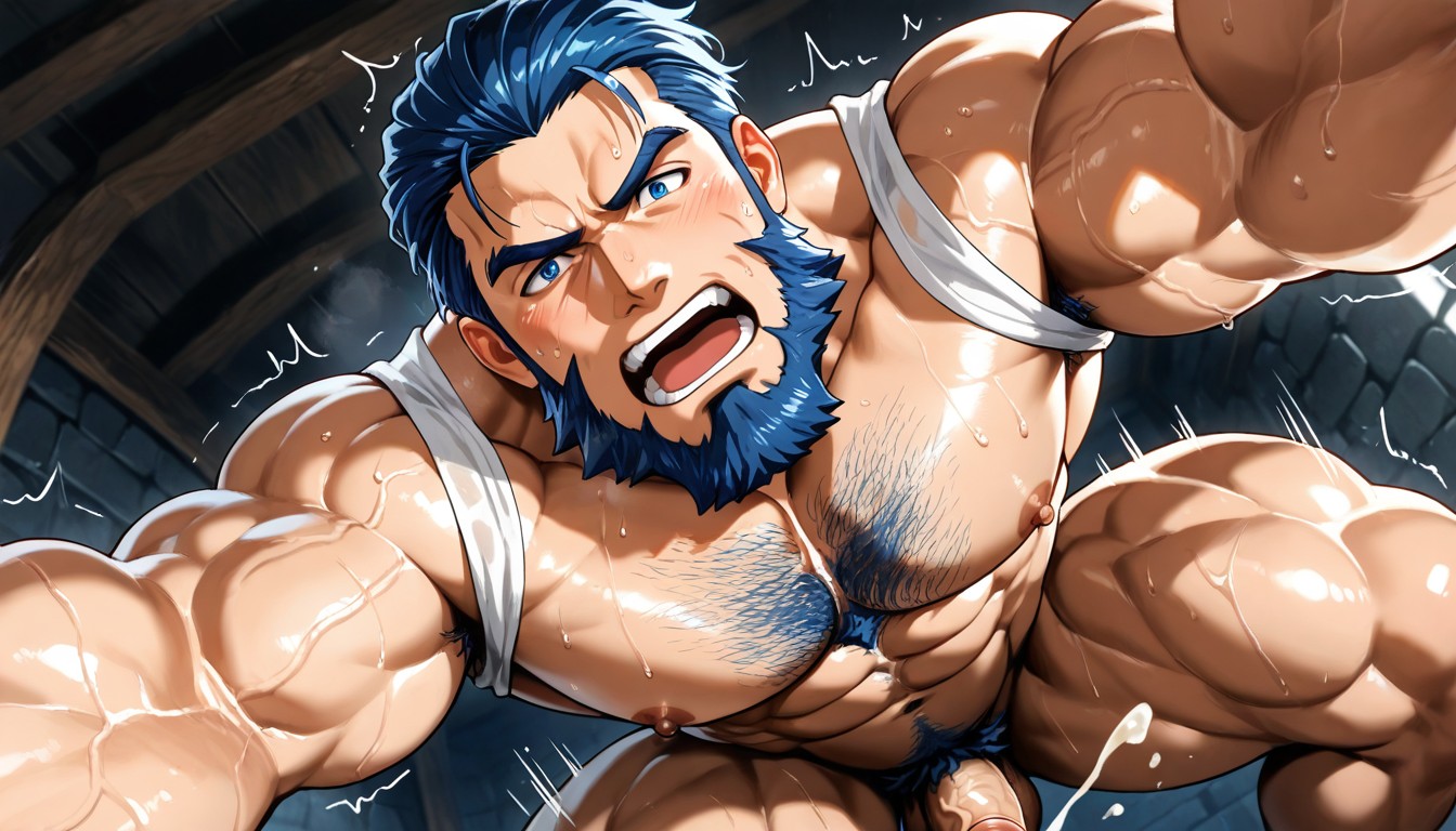 Foreskin, Beard, Sweat On Face AI Gay Porn