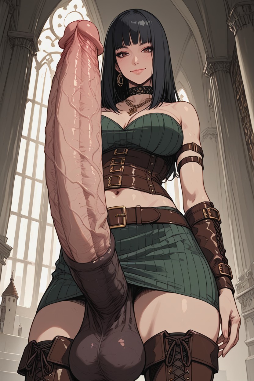 Impossibly Long Hyper Penis, Top Down Angel, 18+ Shemale AI Porn