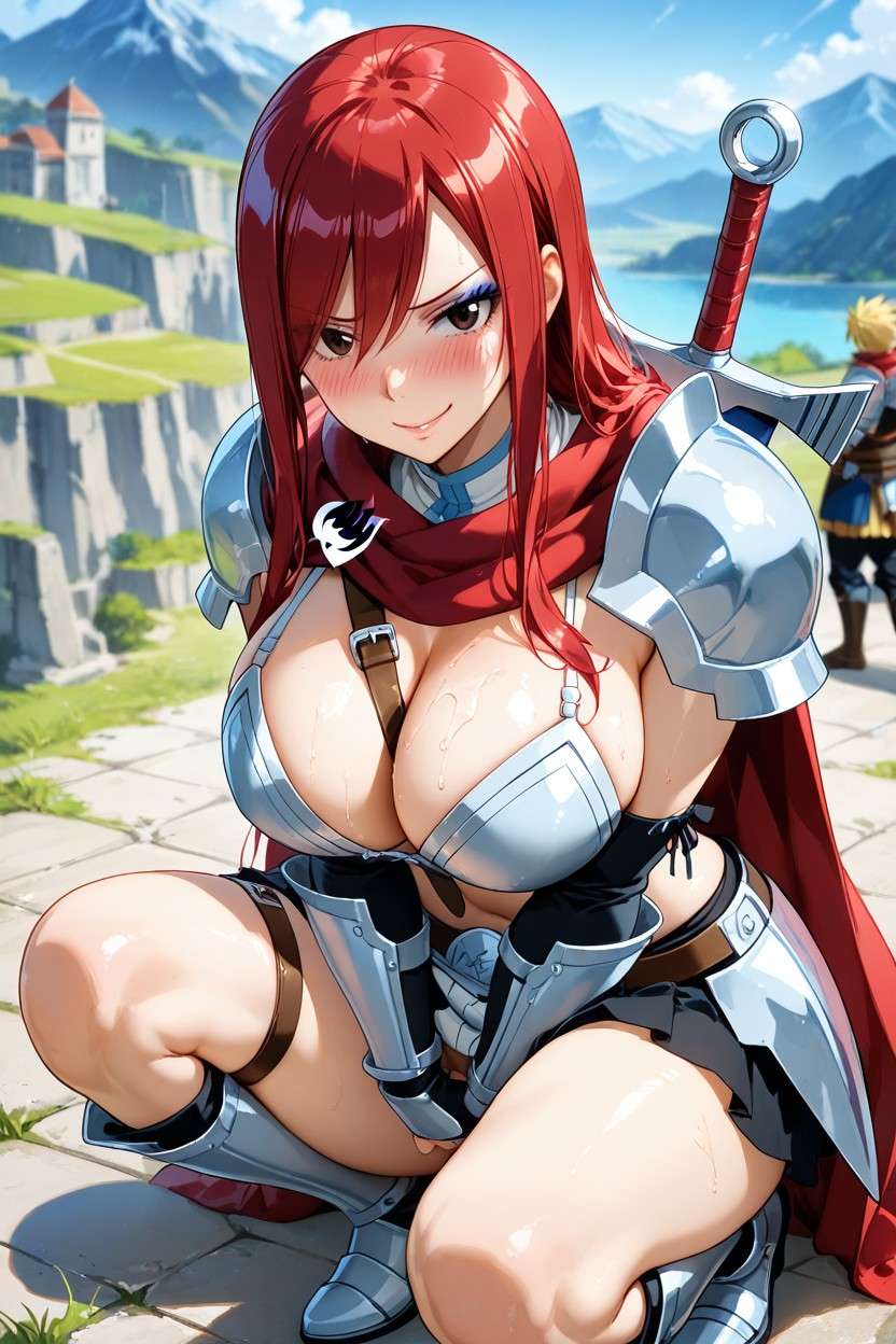 Light Reflections, Shin Armor, Squatting Hentai AI Porn