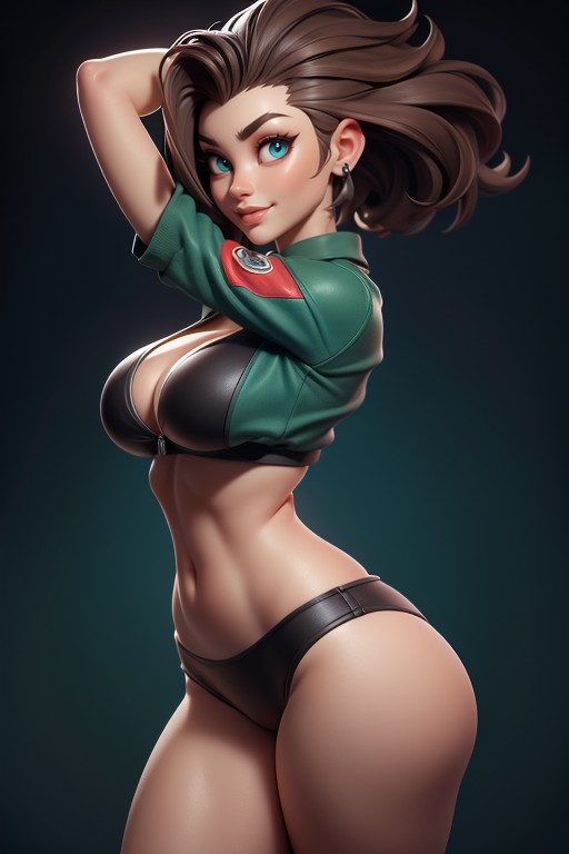 Sexy Woman Soldier Lady Jaye, Thick And Curvy Body, Rear View Of Large Round Bubble Ass Hentai IA