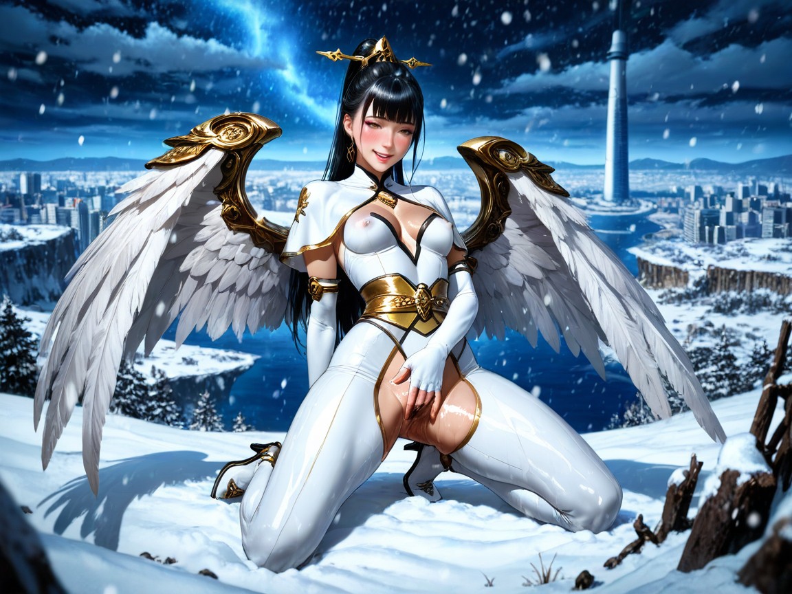 Moaning, Coastal Futuristic City Ruins In The Far Distance, Horny Hentai AI Porn