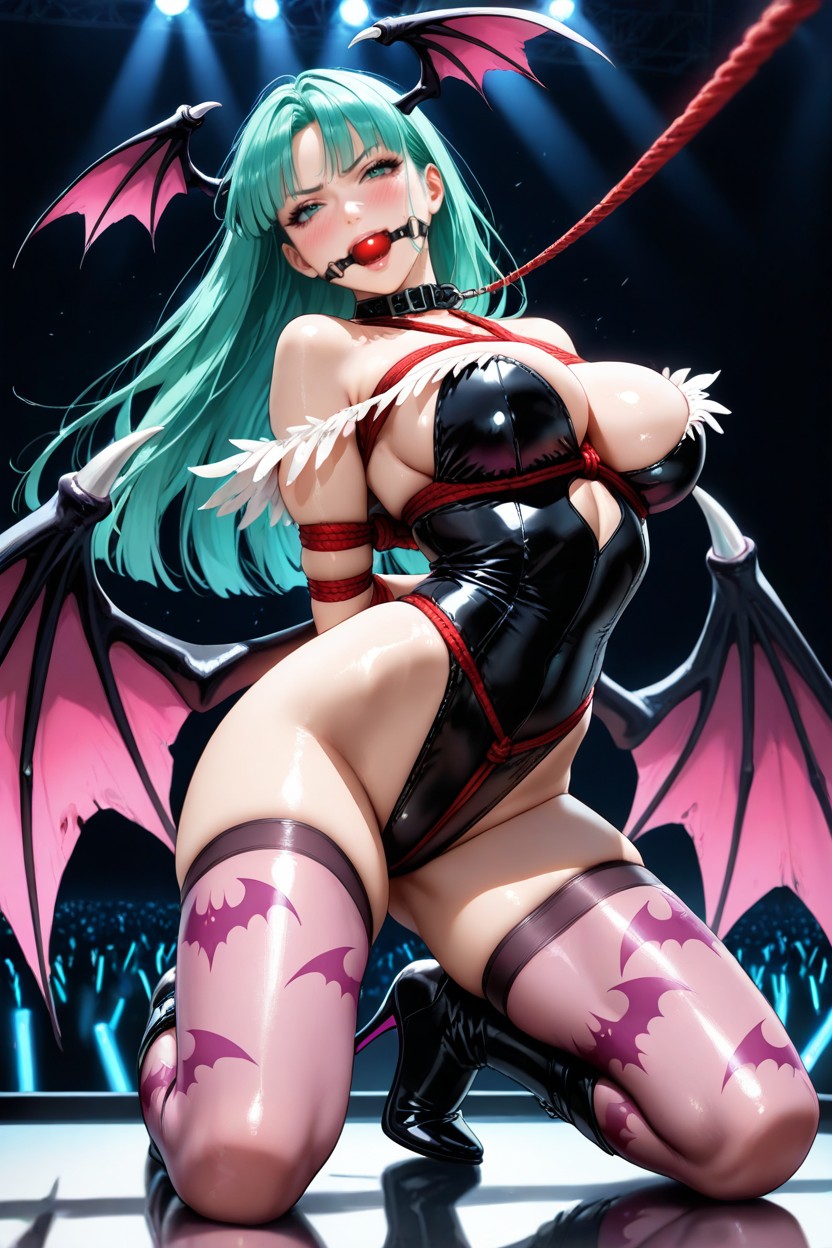 Embarrassed, Pink Stockings, Highly Detailed Hentai AI Porn