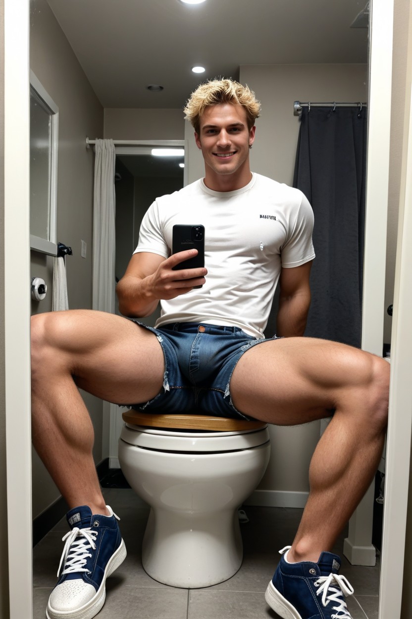 Prominent Hyperpenis Bulge, Side View, 18+ AI Gay Porn