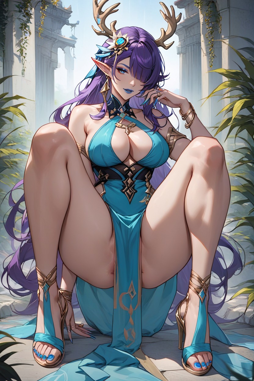 Pointy Ears, Blue Eyes, Blue Nails Hentai AI Porn