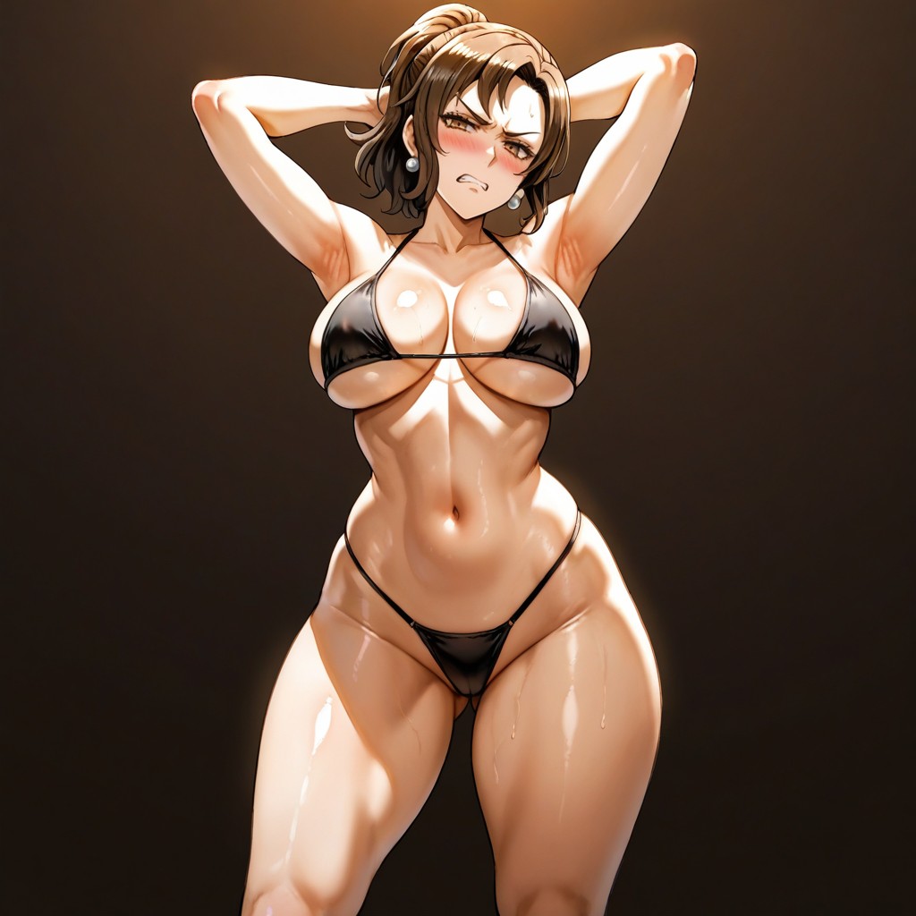 Brown Eyes, Dim Orange Atmosphere, Oily Skin Hentai IA