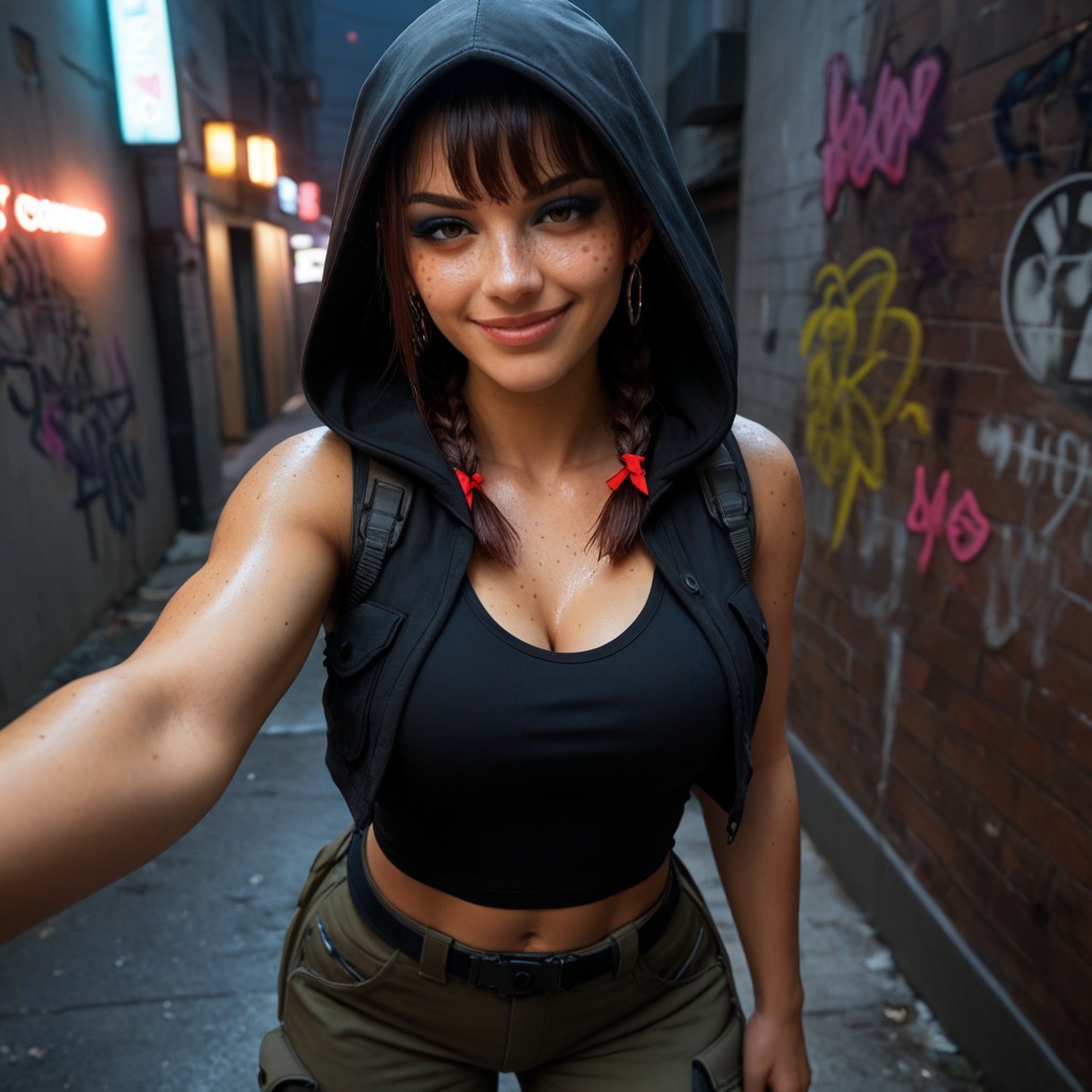 Freckles, Smug Expression, Only The Light Of The Lantern AI Porn