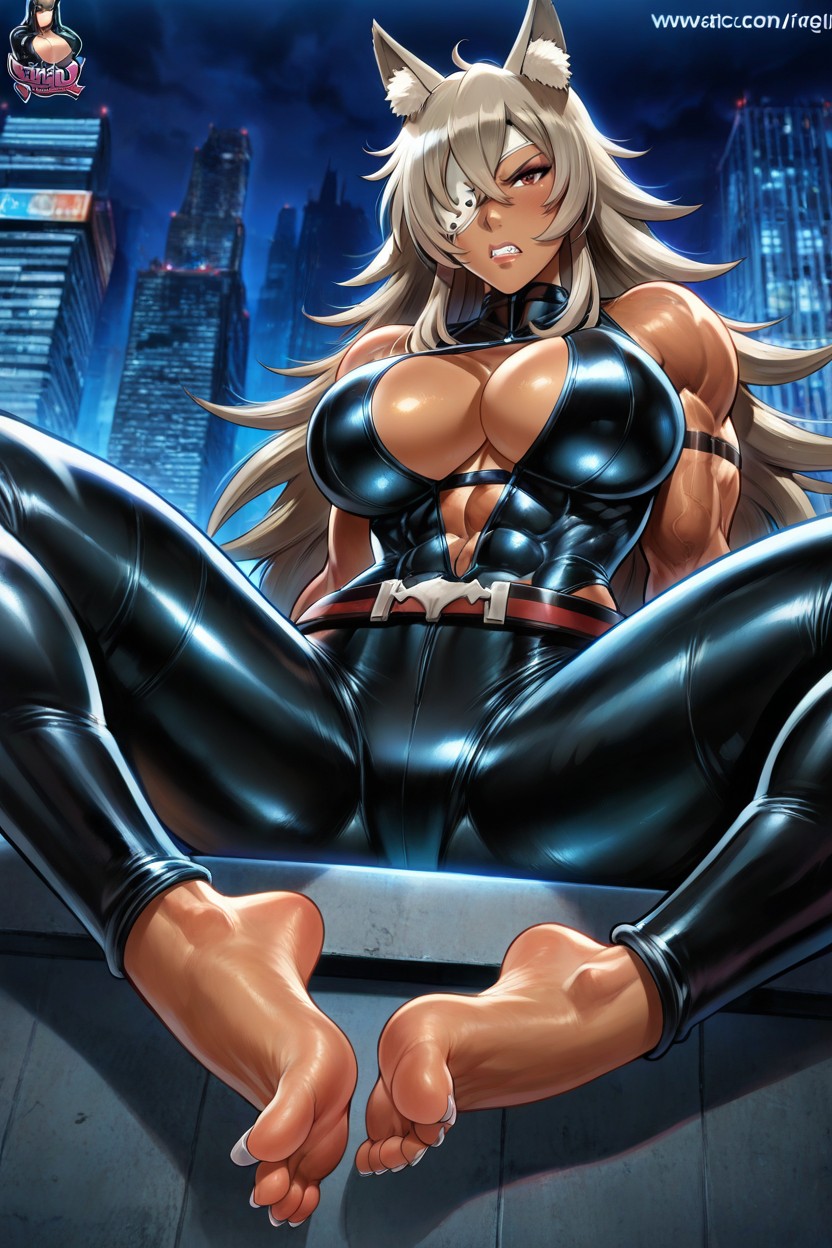 Feet Soles Showing, Looking At Viewer, Chest Focus Hentai AI Porn