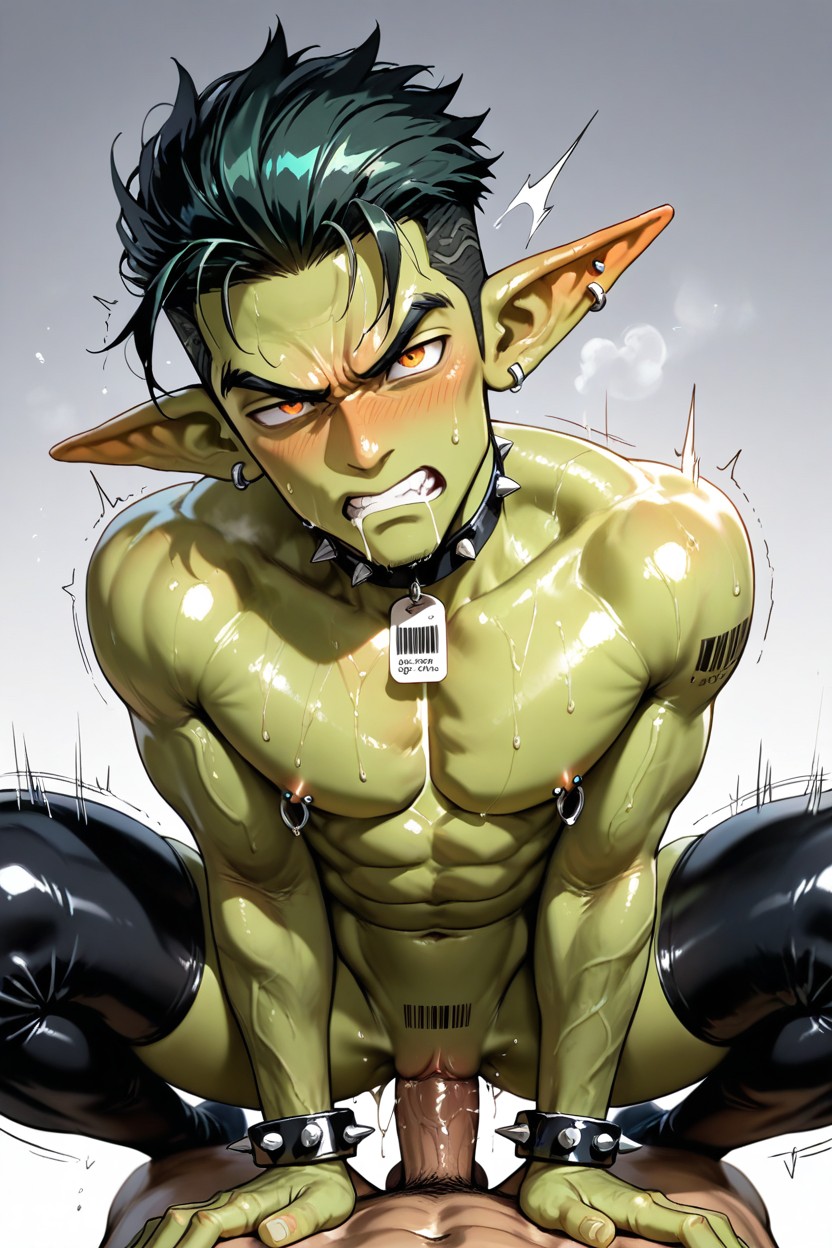 Gargantilla, Ear Piercing, Spiky Black Hair Porno gay IA