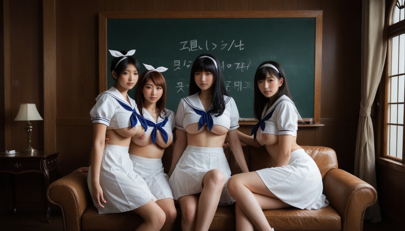 Harem, Chino, Bouncy Medium Breasts Porno IA