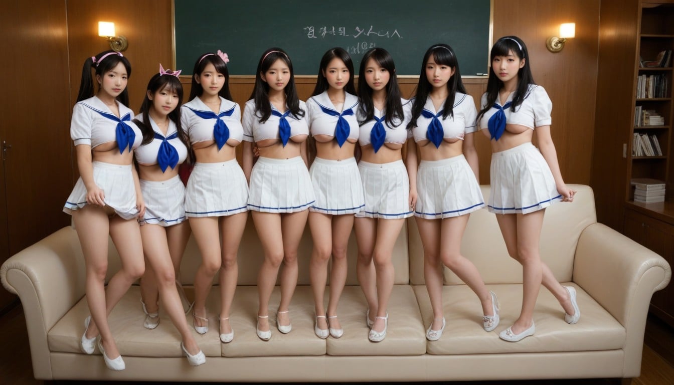 Long Legs, Classroom, Huge Details Asian Eyes AI Porn