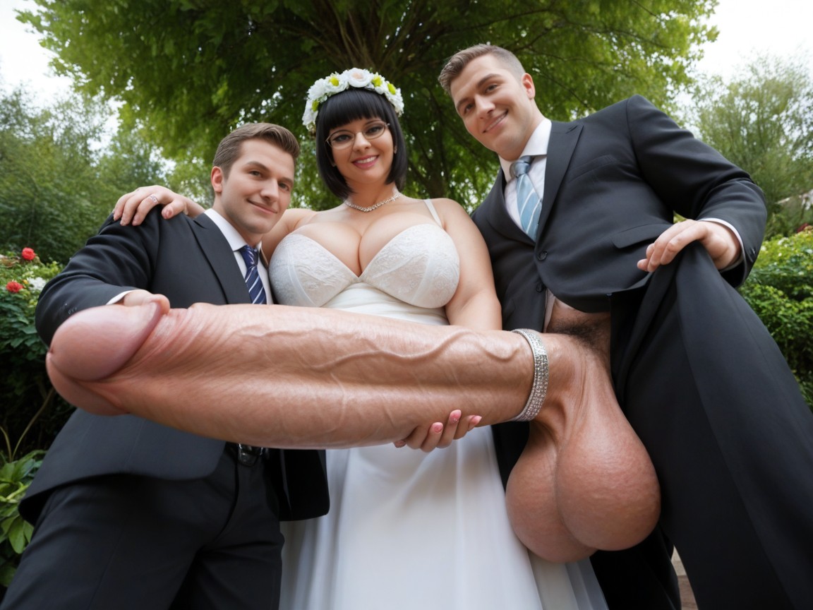 Garden, Black Suit, Cock Reaches Floor AI Porn